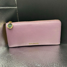 Bvlgari Purple Women’s Zip-Around Wallet w/pink interior- green and gold accents
