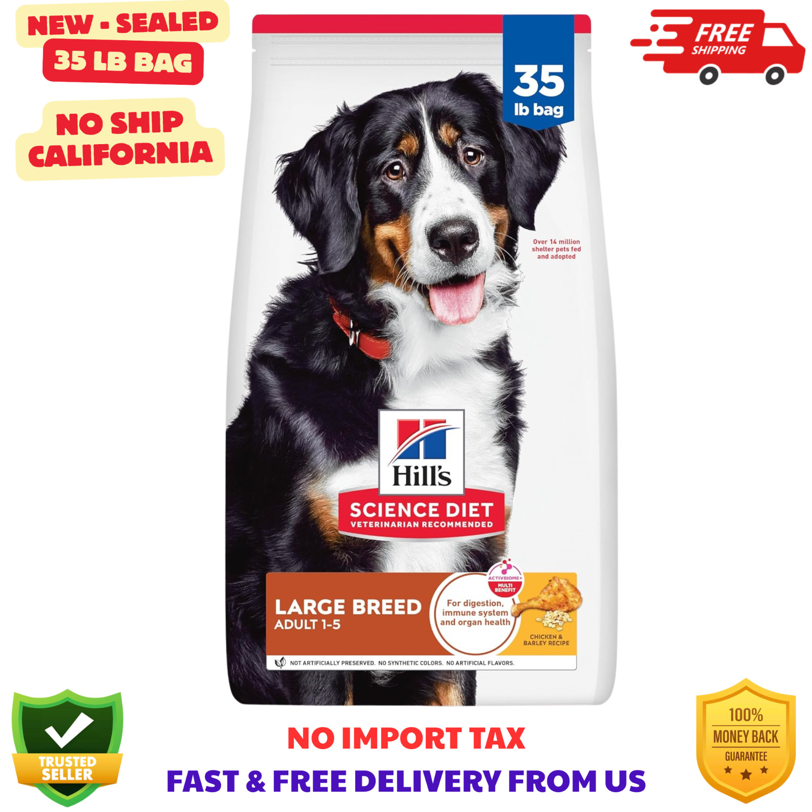 Hill's Science Diet Adult Large Breed Lamb Meal & Brown Rice Dry Dog Food, 35-lb
