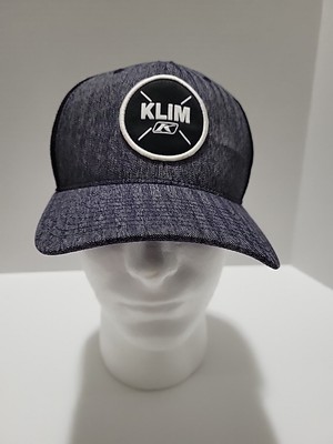 Klim Technical Riding Gear Trucker Hat Snapback Cap Black Gray Embroidered Patch