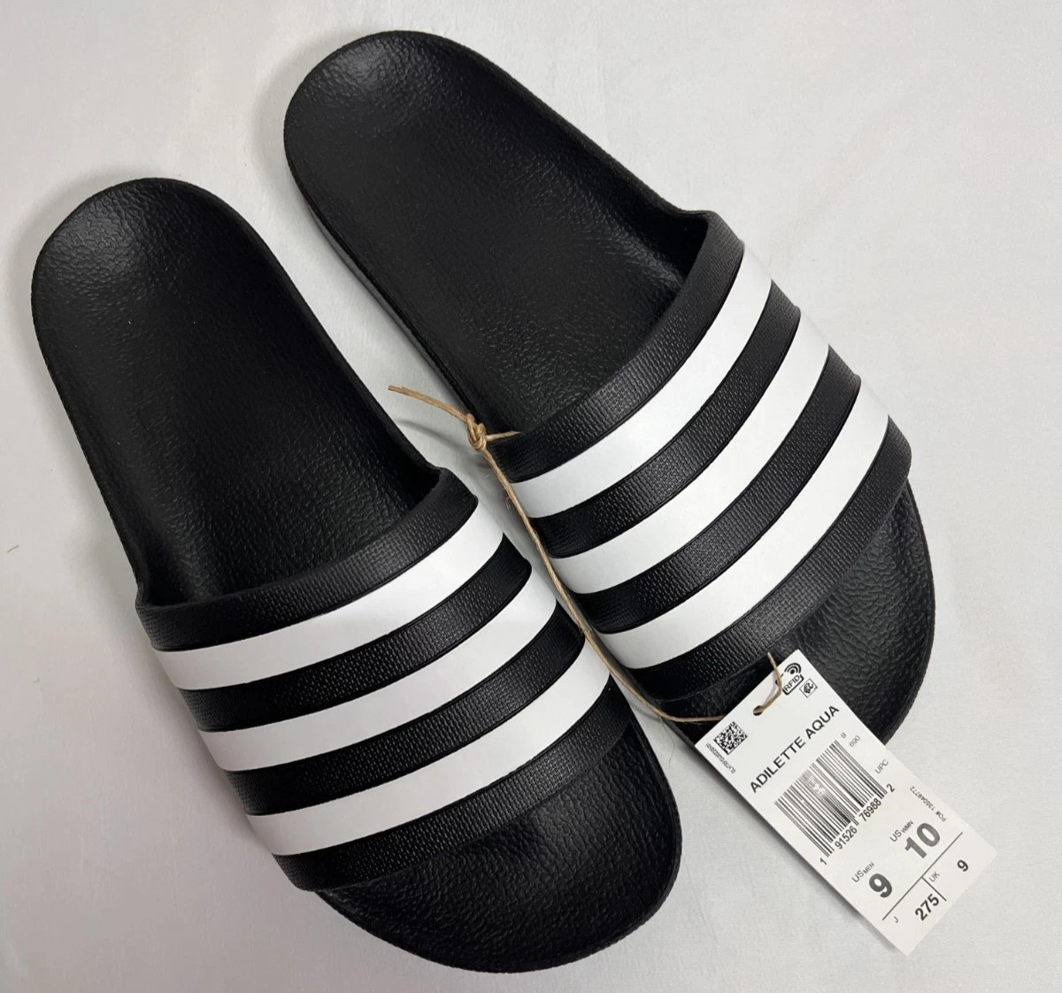 adidas Adilette Aqua Slides M 9 W 10 Black White Cushioned S