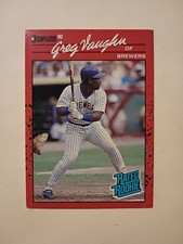 1990 Donruss - Greg Vaughn #37 Rated Rookie Milwaukee Brewers