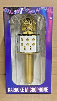 Wireless Bluetooth Karaoke Microphone Mic Speaker Gold / White Smartphone NIB