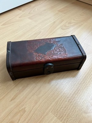 Schmuckschatulle aus Echt-Leder, handgefertigt hochwertig von MZ, Vintage 80er