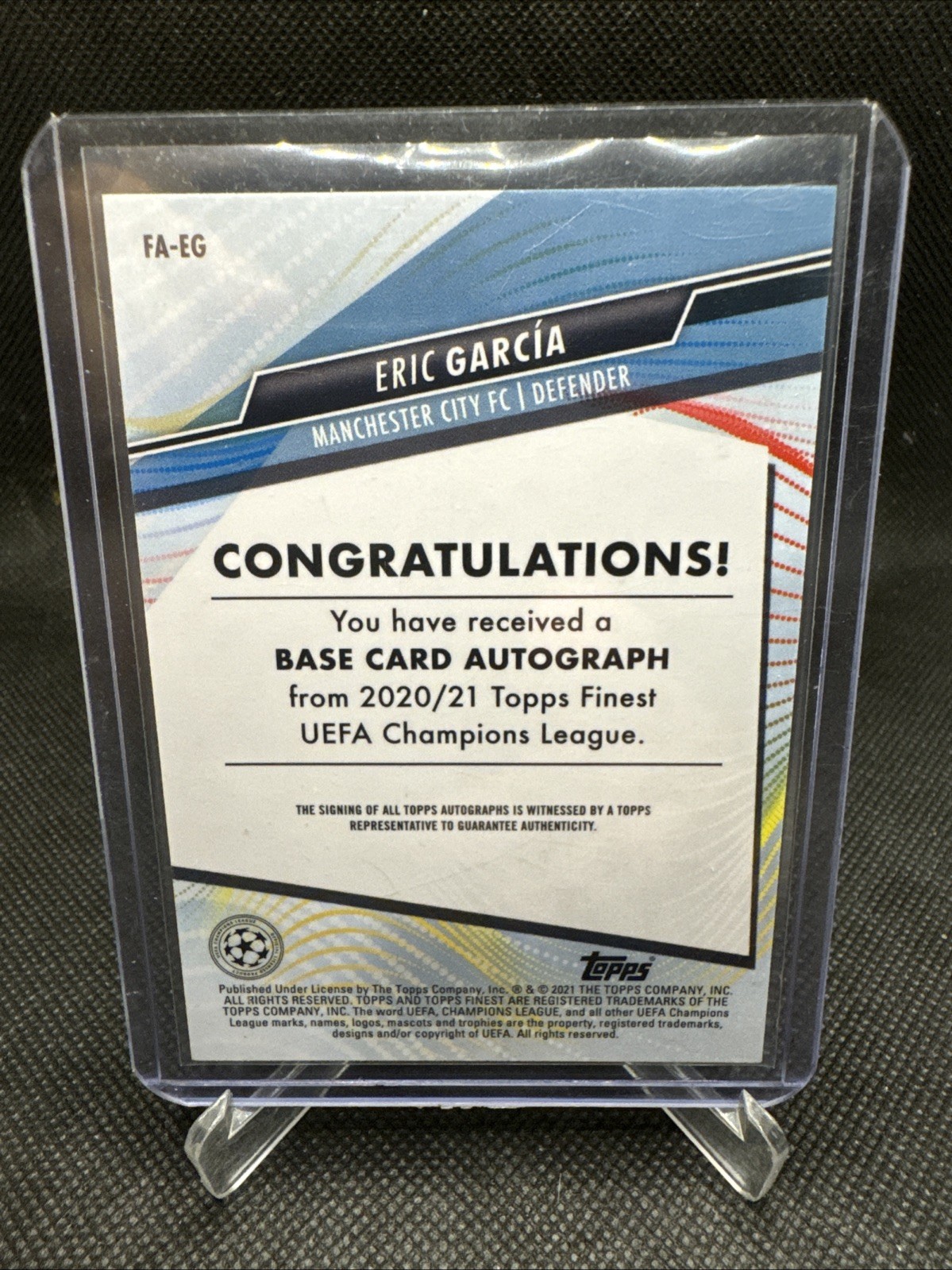 2020-21 Topps Finest Uefa Champions League -  Eric Garcia Base Auto Green view 2