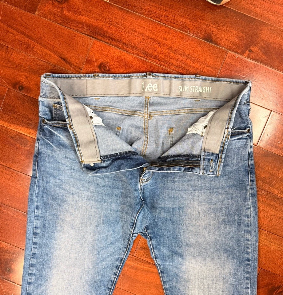 Jeans rectos ajustados Lee para hombre 38x30 denim lavado medio (0007) Foto 3 de 4