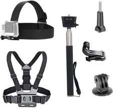 3 in 1 Universal Action Camera Accessories Kit - Head Strap Mount/Chest Harne...