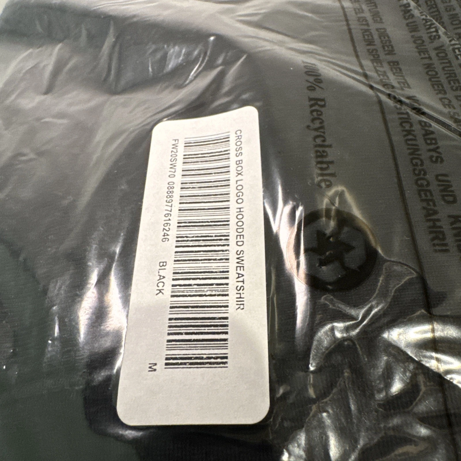 Felpa con cappuccio Supreme Cross Box logo nera M FW20 2020 NUOVA