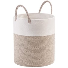 Large 18 x 16 Inches Decorative Woven Cotton Rope Basket, Tall Laundry Basket...