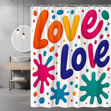 Colorful Love Splash Shower Curtain, Fun Decorative Bathroom Accessory