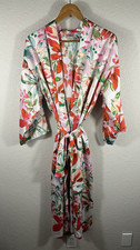 Lovely Natori Pink  Red Floral Midi Robe with Original Tie Size M Medium EUC
