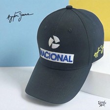 Ayrton Senna Signed NACIONAL Black Baseball Cap Embroidered New