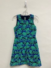 J Crew Size 00 Teal Green Navy/Blue Floral Sleeveless Ladies Dress