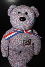 Ty Beanie Buddy USA the Bear 2002 Plush Stuffed Animal Toy 14" Missing Heart Tag