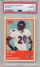 ED REED 2004 FLEER TRADITION 222 RC ROOKIE CARD BALTIMORE RAVENS PSA 10 GEM MINT. rookie card picture