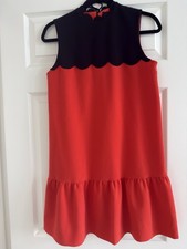 Victoria Beckham For Target Dress With Ruffles Color Block Orange Black Size S