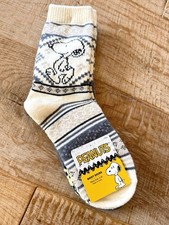Socks - 2 Pair -Shoe Size 4-10 -Peanuts Boot Socks Snoopy Woodstock -Gray