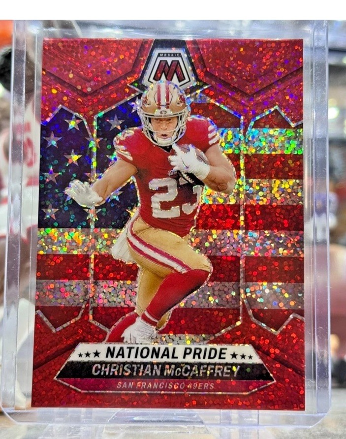 2024 Mosaic Christian McCaffrey SP RED SPARKLE Prizm National Pride Niners