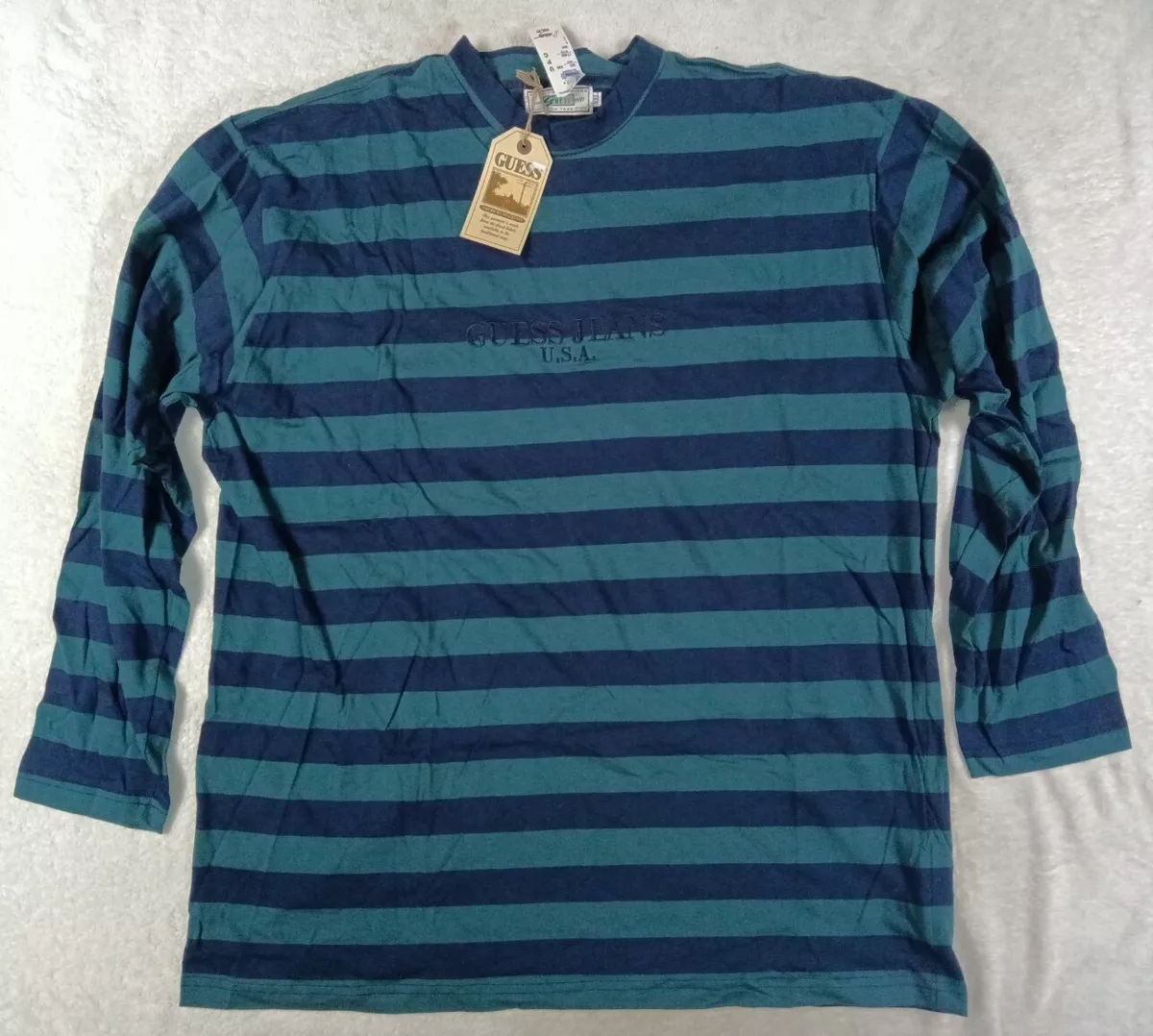 Guess Jeans 90 s Striped XXL T Shirt Long Sleeve NWT NOS Vintage Cotton