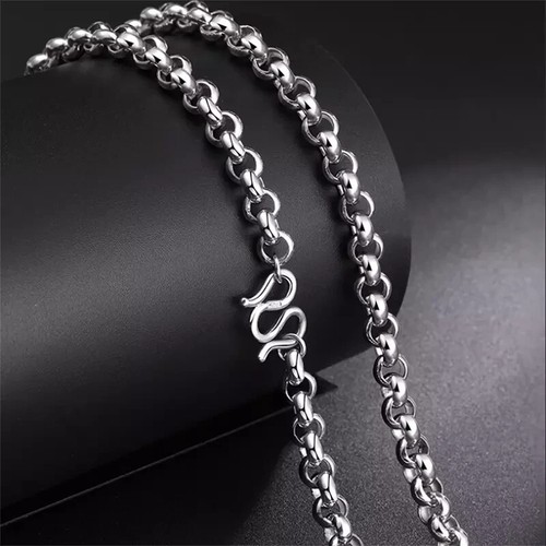 Fine Pt950 Real Platinum 950 Men Women Soild 3.4mm Rolo Chain Link Necklace 24'' - Picture 2 of 5