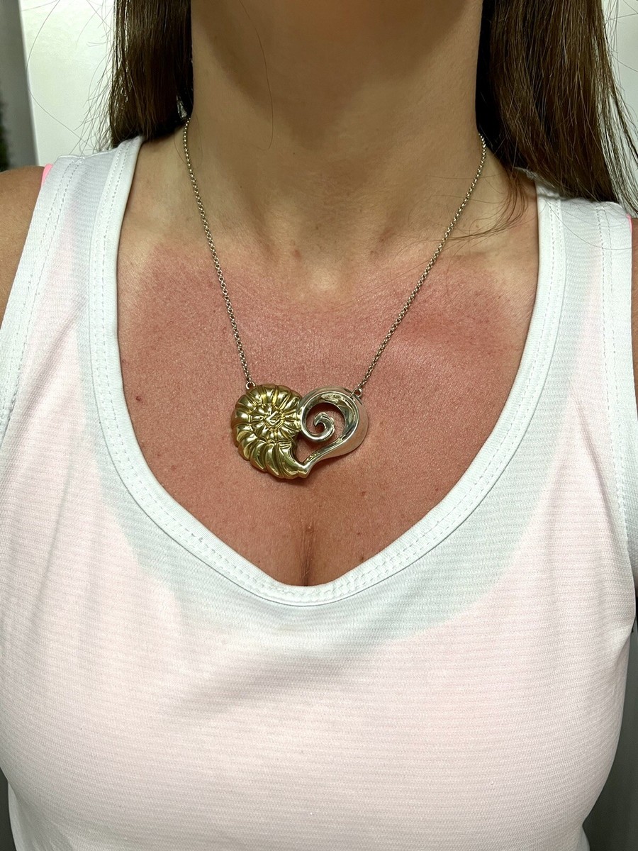 RLM Studios 925 Sterling Silver Large Heart and Seashell Necklace View 4