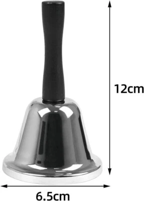 SIFCON Silver Metal Tea Hand Bell Hand Held Loud Call Service Bell Alarm Restaurant New