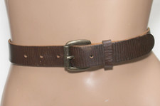 ZARA Brown Leather Belt - Brass Roller Buckle - Size M/L - 41" Long