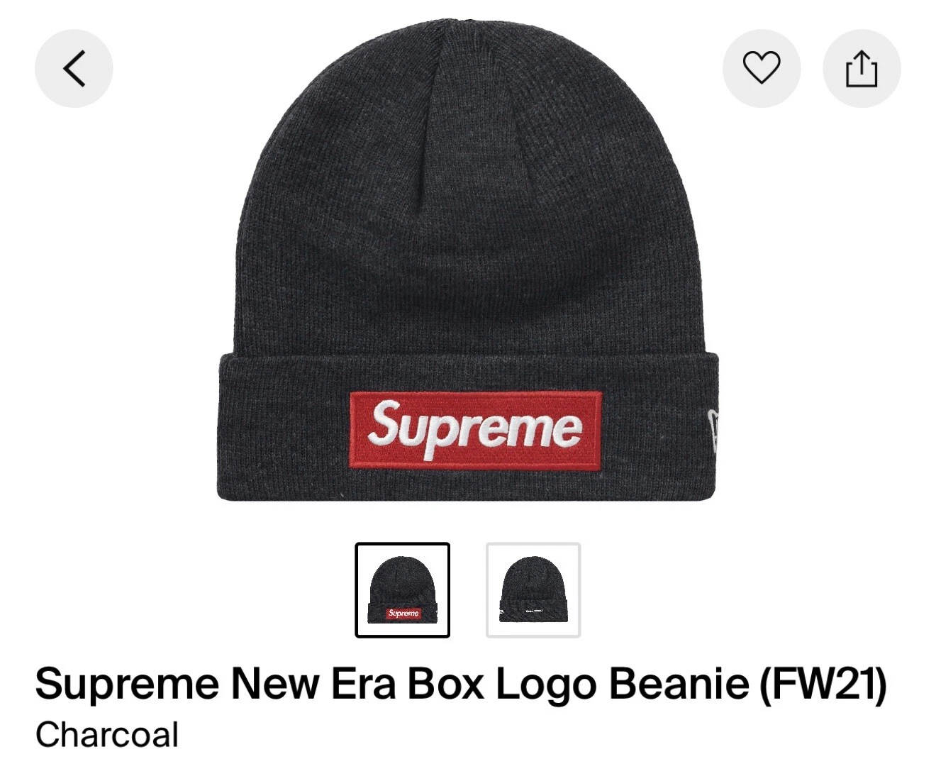 Supreme New Era Box Logo Beanie Charcoal