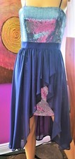 NEW Aqua SILVER / GREY SLEEVELESS SEQUINS HI-LO Cocktail EVENING Dress SIZE 2