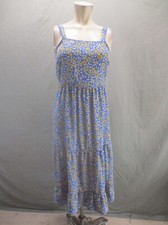 Jessica Simpson Size S Womens Floral Blue Stretch Waist Back Knot Sundress 538