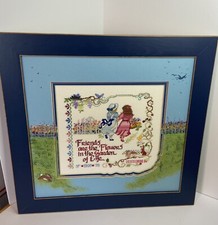 COMPLETED CROSS STITCH "FRIENDS ARE THE FLOWERS IN THE GARDEN OF LIFE" FRAMED