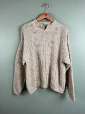 EMS Eastern Mountain Sports Cotton Sweater Beige Large USA Made Vintage 90s Hike