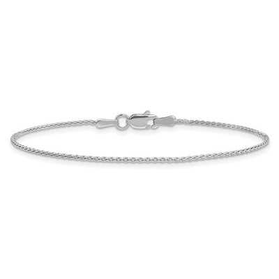 14K Solid White Gold 1.2mm Parisian Spiga Wheat Link Chain Bracelet