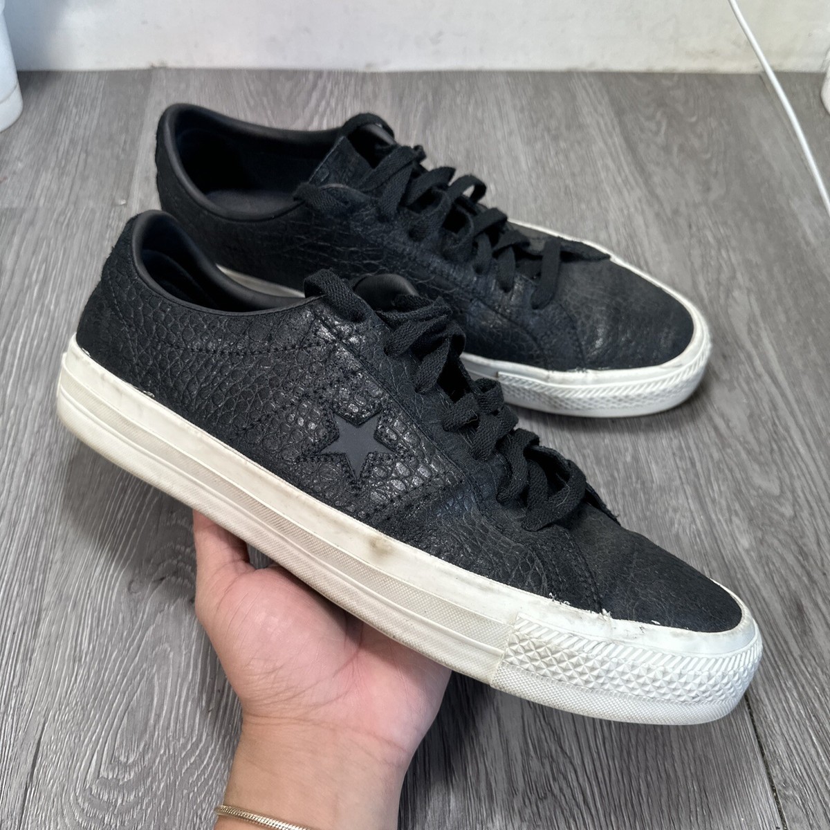 Converse One Star Pro Low Croc Embos Men 12 Sneaker Shoes Black Leather