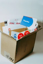 39 Ebay Branded Shipping Supplies STARTER KIT Box Envelopes Tape Tissue Postcard