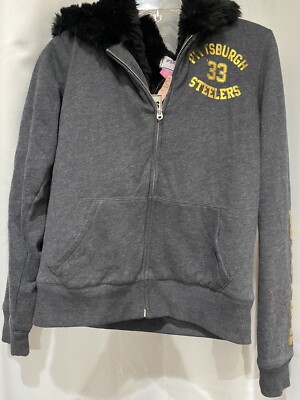 PINK Victoria Secret NFL Pittsburgh Steelers Faux Fur Lined Hoodie