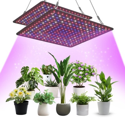 2 Pack LED Grow Light Panel 200W Lamp for Indoor Plants, Full Spectrum with W...