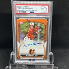 2023 Bowman Jackson Holliday Orange Parallel Paper Prospect Auto #21/25 PSA 8
