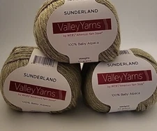 3 SKEINS/BALLS OF VALLEY SUNDERLAND YARN - COLOR #C723 SPRING WILLOW