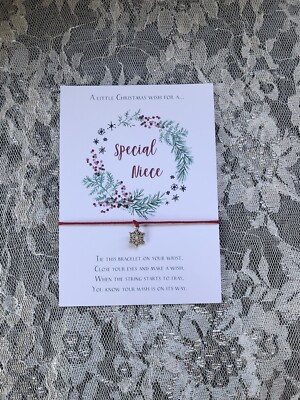 Besondere Nichte Weihnachten Wunsch Armband Geschenk Schneeflocke Charm - rot