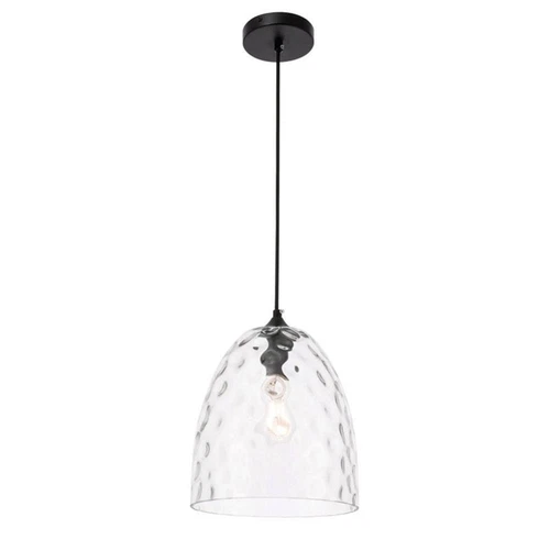 Living District Gibson 1-Light Metal & Glass Pendant in Black/Clear - Picture 7 of 13
