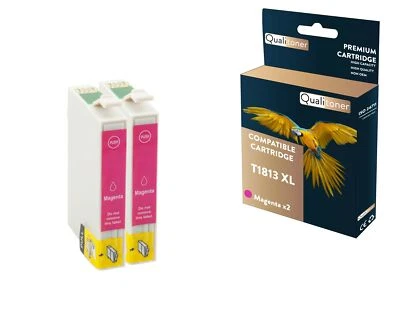 Cartouche pour EPSON T1813XL compatible Magenta x 2 QUALITONER (Pâquerette) - Photo 1/4
