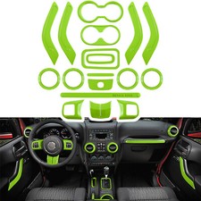 18pcs Full Set Interior Decoration Trim Kit For Jeep Wrangler Jk 2011-2017 Green