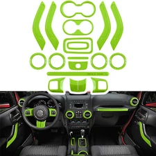 18PCS Full Set Interior Decoration Trim Kit for Jeep Wrangler JK 2011-2017 Green
