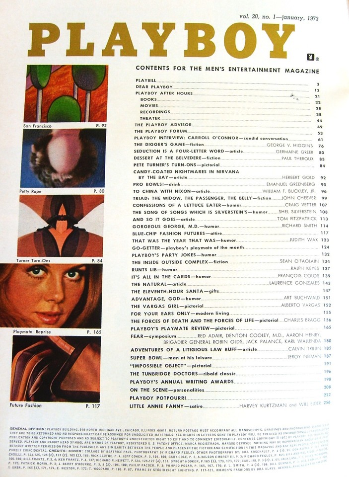 VTG Playboy Magazine January 1973 Centerfold Intact Vargas Girl Carroll O Connor | eBay