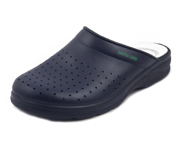 Ciabatta Pantofola Sanitaria Uomo in pelle Blu scuro, Sanital