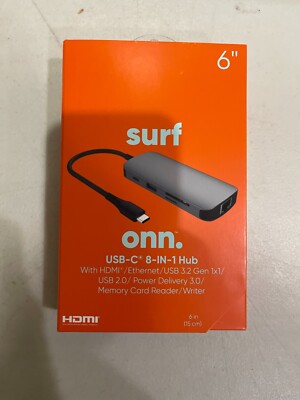 Surf Onn. USB-C 8-in-1 with HDMI/Ethernet/USB 3.2 Gen 1x1/USB 2.0 100025015