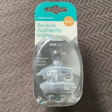 Nanobebe 6m Extra Soft Silicone Nipples Set Of 2 New Sealed