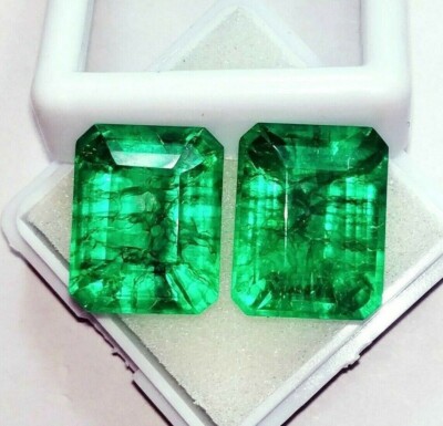 Emerald Cut Certified Natural Emerald Loose Gemstone 7-10Ct 2 Pcs Pair Christma
