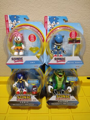 SONIC THE HEDGEHOG AMY METAL SONIC VECTOR & SONIC  LOT OF 4  JAKKS PACIFIC NEW.