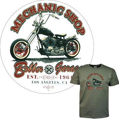 Chopper Bikerstyle T-Shirt classic Motiv Bobber Custombike *4239 oliv